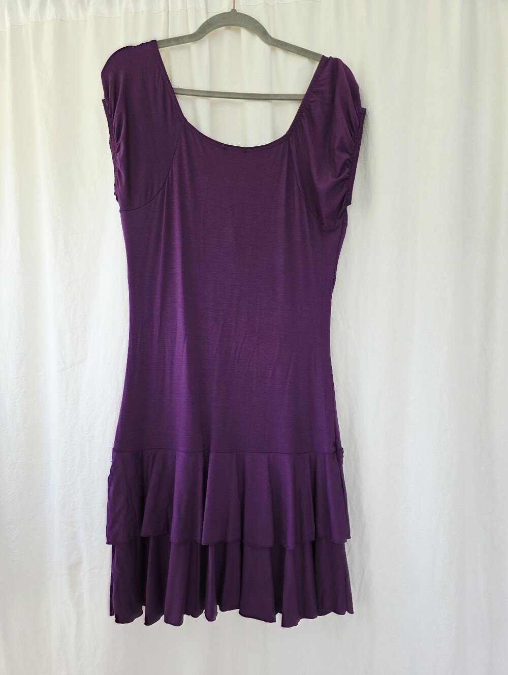 Rare Y2K Babydoll Mini Dress Size S Purple Ruffle Trim Crochet Details Milkmaid - Picture 4 of 8